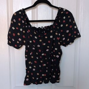 Madewell Black Floral Blouse